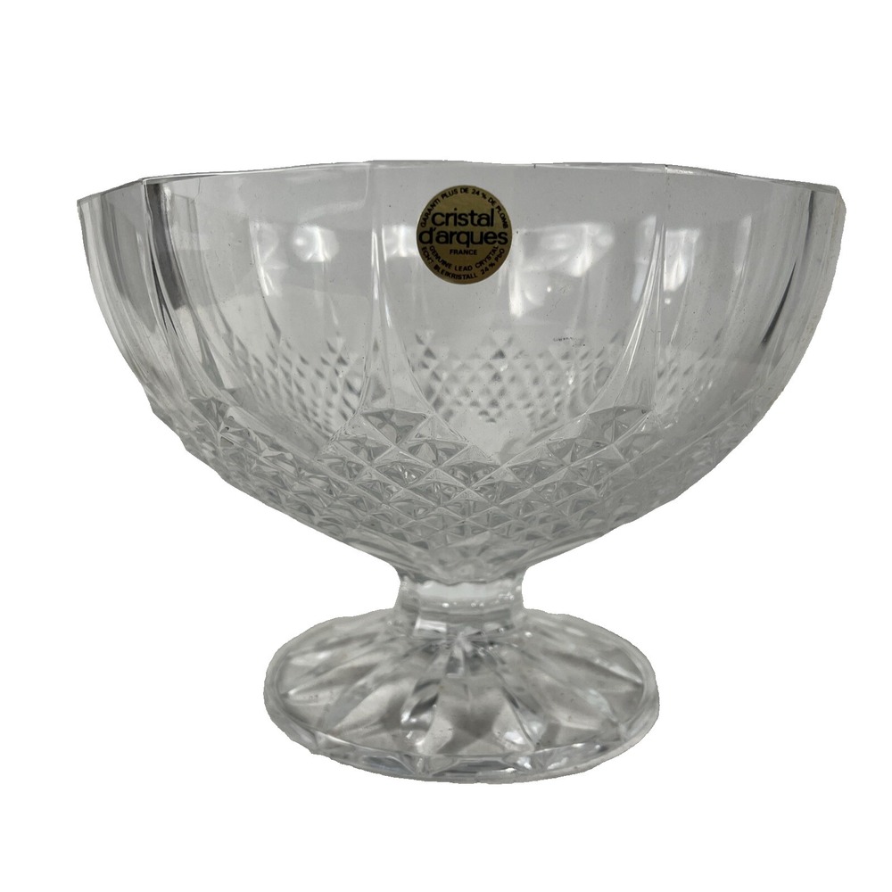 CRISTAL D'ARQUES LONG CHAMP  CRYSTAL 8 .5" FOOTED BOWL COMPOTE w/ ORIGINAL BOX